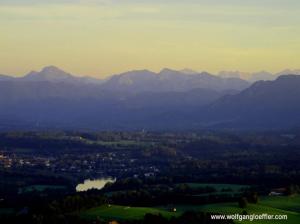 Panoramablick aus dem Ballon über das bayrische Voralpenland